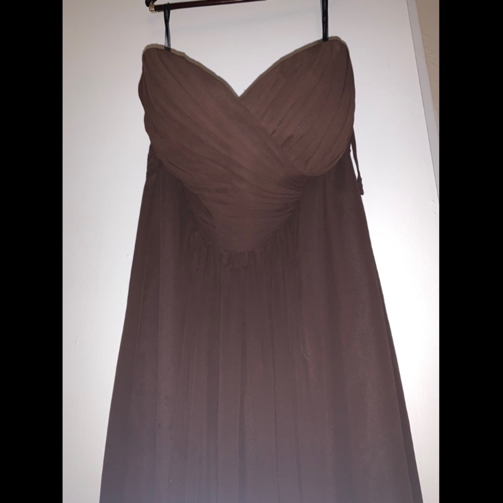 Brown floor length bridesmaids dress